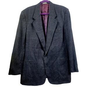 Cellini 100% Silk Plaid Suit Jacket